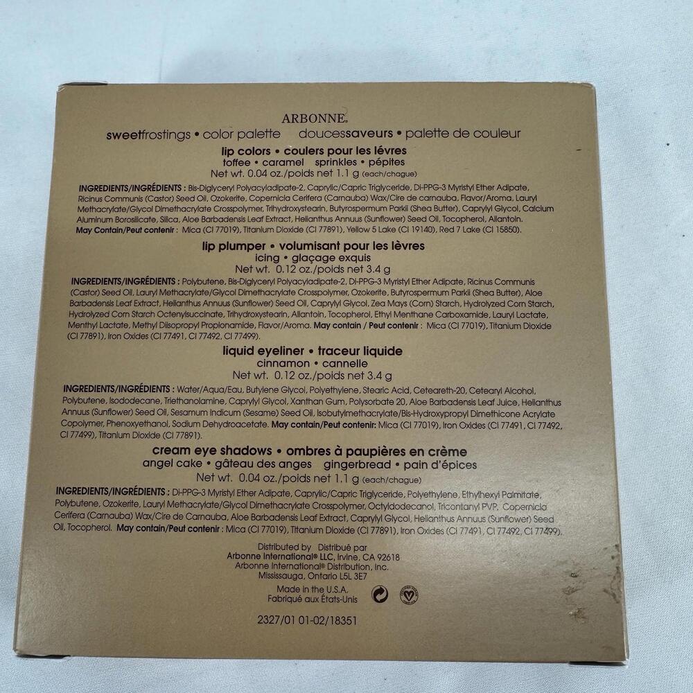 Arbonne makeup pallette sweet frostings new in box lip plumper creame eye shadow - Picture 3 of 4